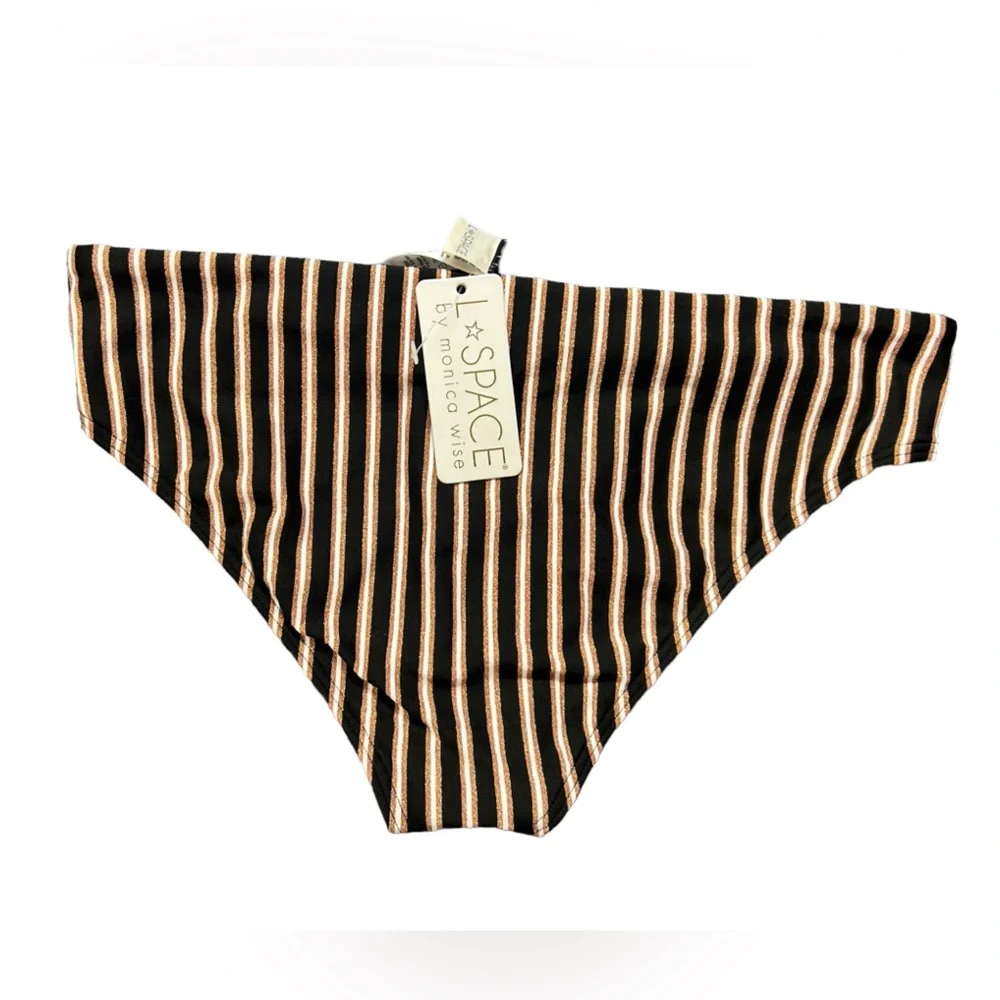 L*SPACE womens LaJolla full coverage copper stripe bikini bottoms size Large NWT